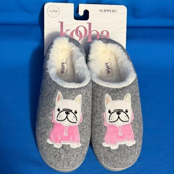 NWT & GREAT GIFT! ~ KOOBA ~ FRENCHIE / FRENCH BULLDOG SLIPPERS SIZE XL / XLARGE - Picture 1 of 12